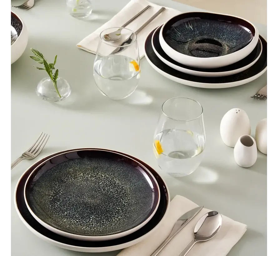 Karaca Streamline Galactic Stoneware Dinnerware Set,12 Person, White , 59 Piece