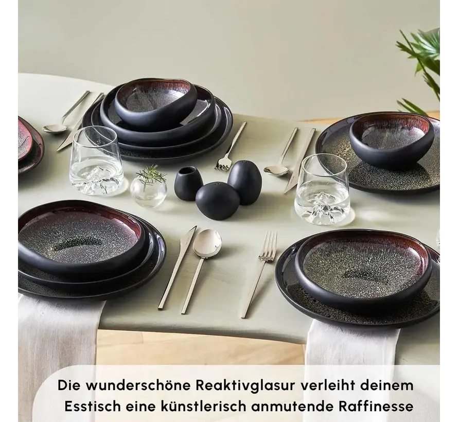 Karaca Streamline Galactic Stoneware 12 Kişilik Yemek Takımı, Siyah, 59 Parça