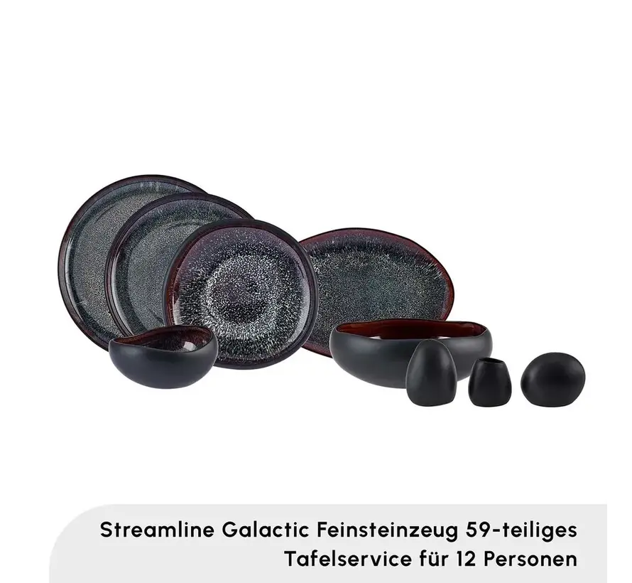 Karaca Streamline Galactic Stoneware 12-Persoons | 59-Delig Serviesset Zwart