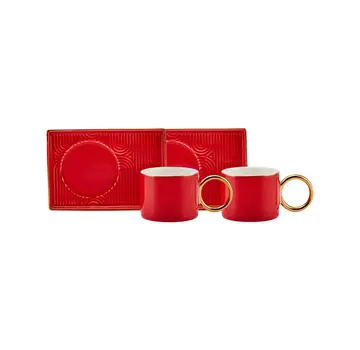 KARACA Karaca Soho Kaffeetassen Set, 2 Personen, 80 ml, Rot