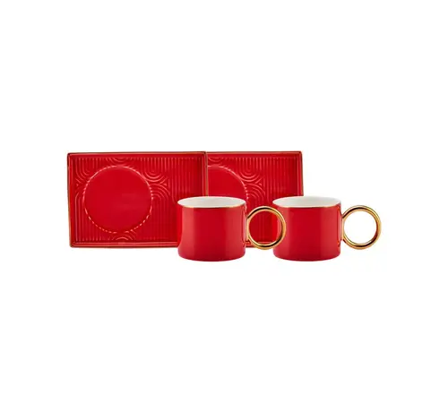 KARACA Karaca Soho Kaffeetassen Set, 2 Personen, 80 ml, Rot