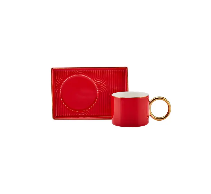 Karaca Soho Coffee Cup Set, 2 Person, 80 ml, Red