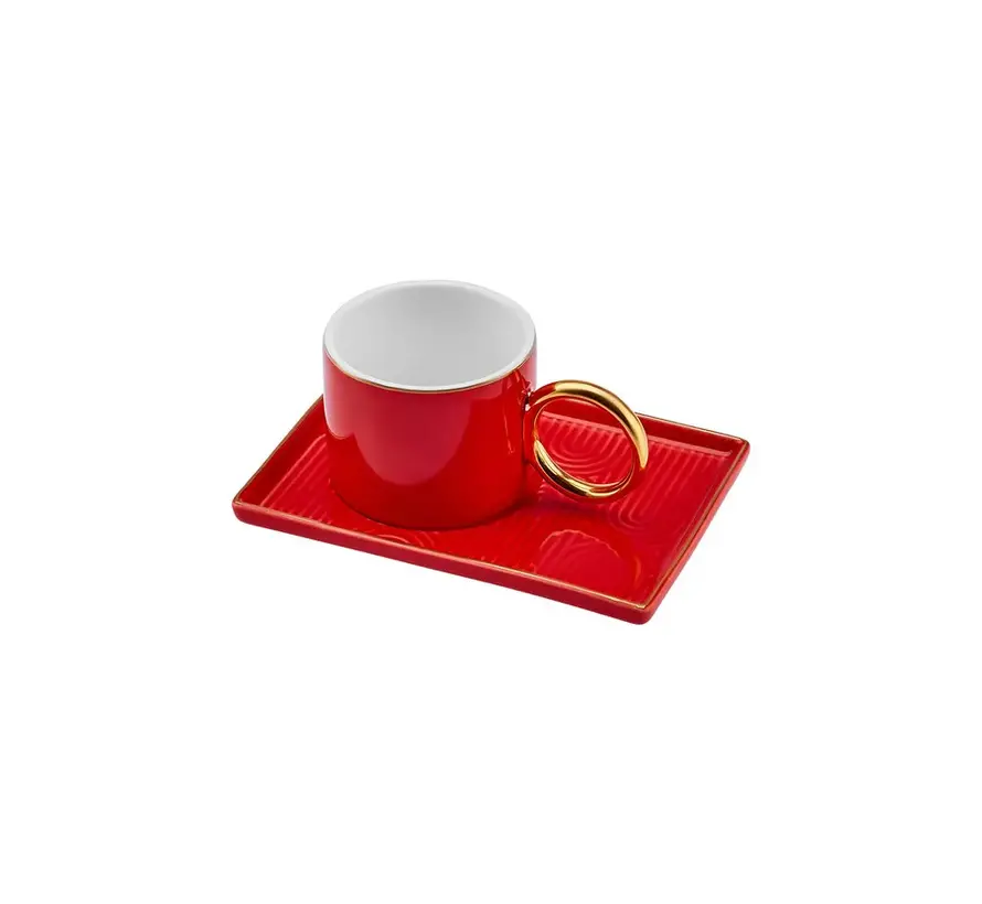 Karaca Soho Coffee Cup Set, 2 Person, 80 ml, Red