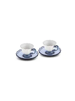 KARACA Karaca Samo 2 Personen Dunkelblau Kaffeetasse Set mit Acryl Untertasse 90 ml