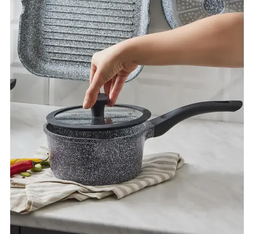 KARACA Karaca Serra Biogranite Grey Sauce Pan with Lid 18cm