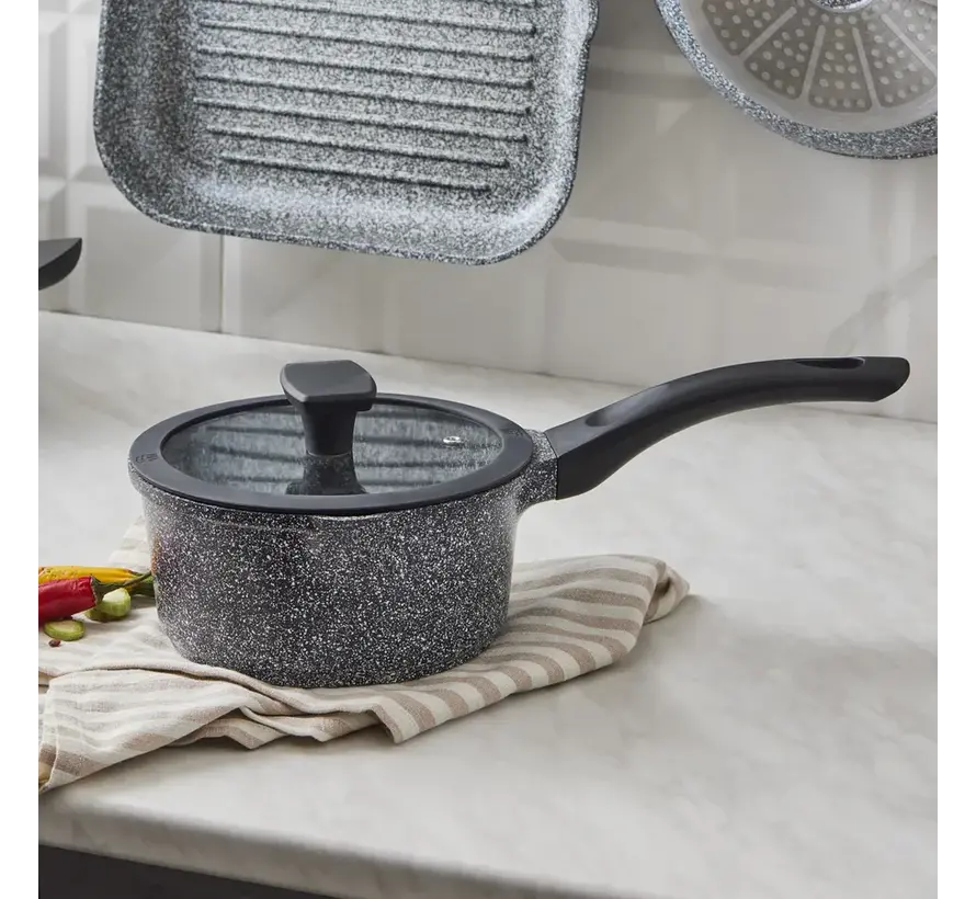 Karaca Serra Biogranite Grey Sauce Pan with Lid 18cm