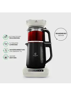 KARACA Karaca Çaysever Robotea Pro 4 in 1 Konuşan Otomatik Çay Makinesi Su Isıtıcı ve Filtre Kahve Demleme Makinesi 2500W Starlight