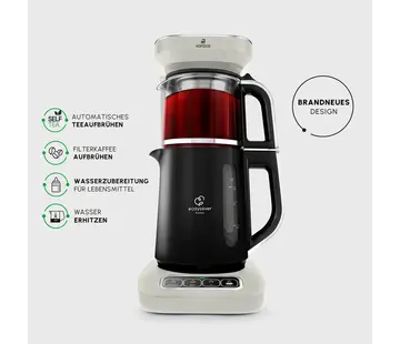 KARACA Karaca Çaysever Robotea Pro 4 in 1 Konuşan Otomatik Çay Makinesi Su Isıtıcı ve Filtre Kahve Demleme Makinesi 2500W Starlight