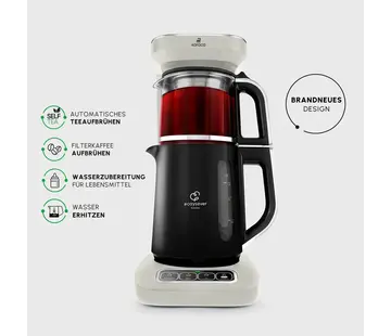 KARACA Karaca Caysever Robotea Pro 4 in 1 sprechender automatischer Teekocher Wasserkocher und Filterkaffeemaschine 2500W Starlight