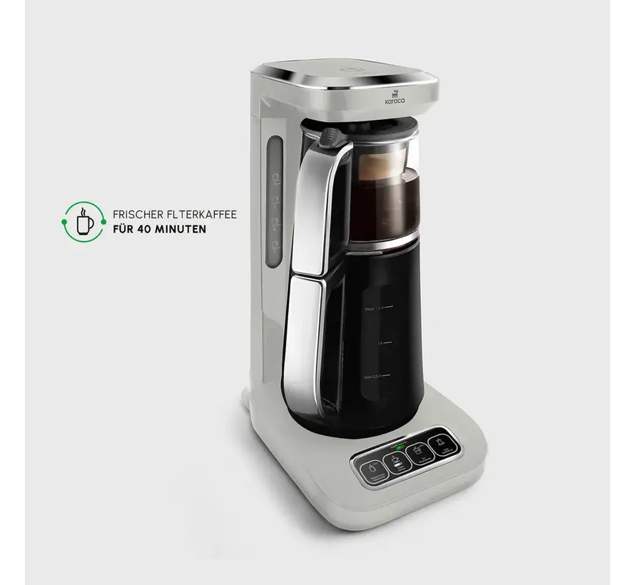 Karaca Caysever Robotea Pro 4 in 1 Talking Automatic Tea Maker Kettle and Filter Coffee Maker 2500W Starlight