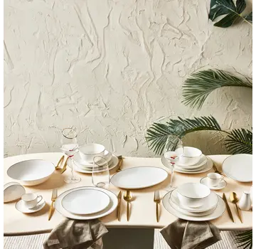 KARACA Karaca Epsilon  76 Pieces New Bone Dinnerware Set for 12 Persons gold