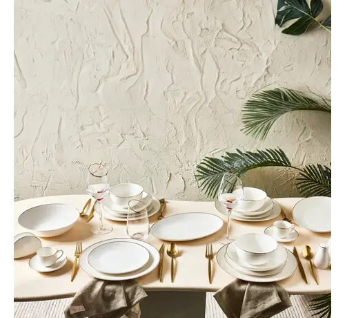 KARACA Karaca Epsilon  76 Pieces New Bone Dinnerware Set for 12 Persons gold