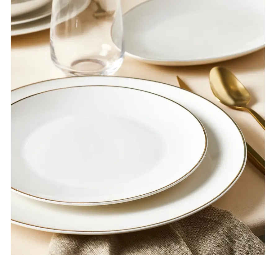 Karaca Epsilon  76 Pieces New Bone Dinnerware Set for 12 Persons gold