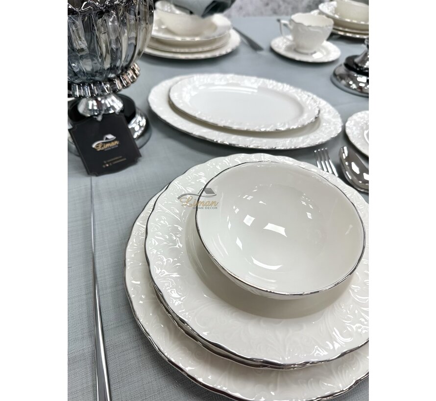 Ipek Porcelain 6-Kisilik | 26-parça Yemek Takımı Gumus