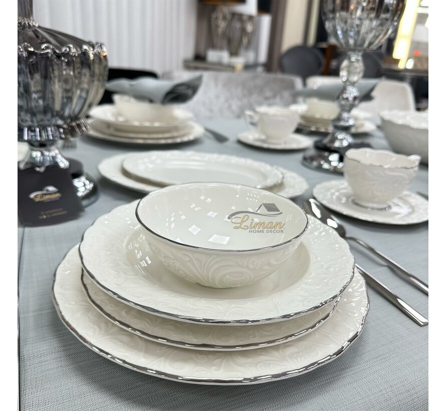 Ipek Porcelain 6-Persoons | 26-Delig Serviesset Zilver