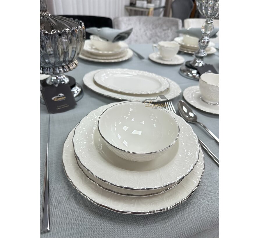 Ipek Porcelain 6-Persoons | 26-Delig Serviesset Zilver