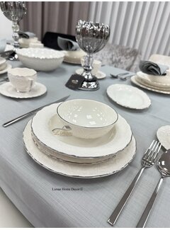 IPEK Service de vaisselle en Porcelaine Ipek 6 Personnes | 26 Pièces en Argent