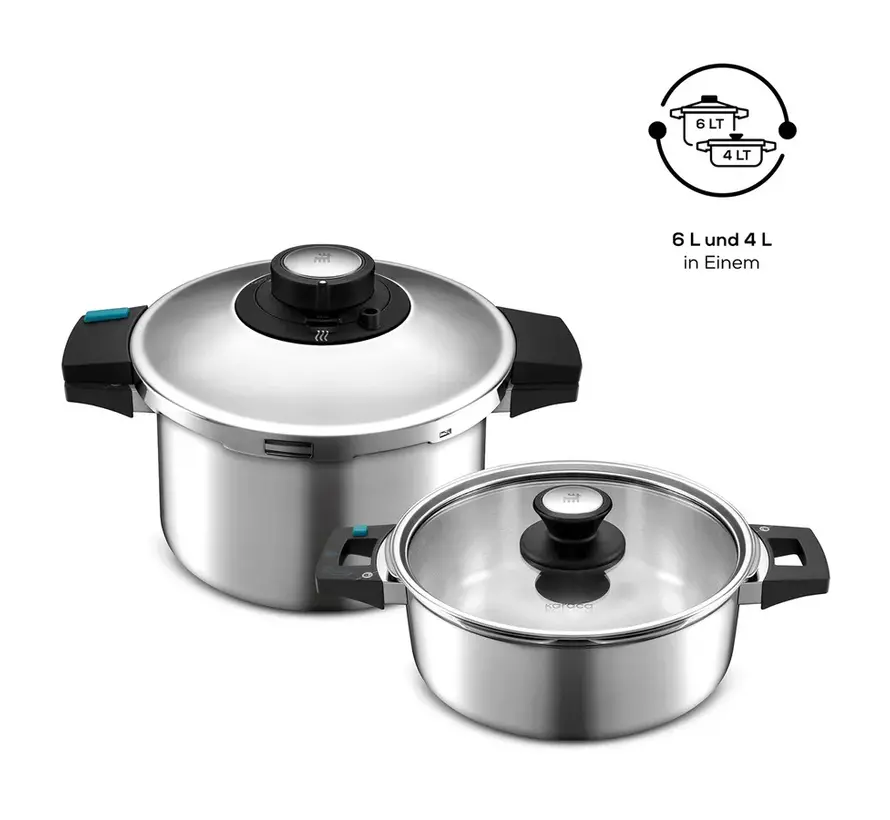 Karaca Quick and Safe Pressure Cooker Set 4+6 Lt