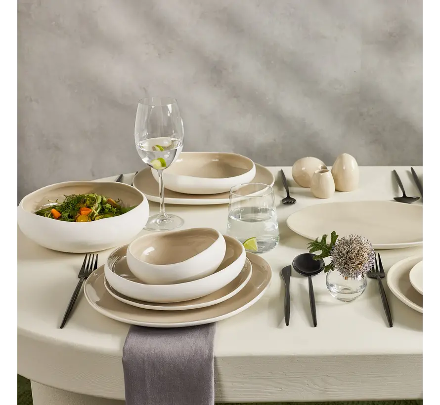 Karaca Streamline Cupid Stoneware Dinnerware Set,12 Person, 59 Piece