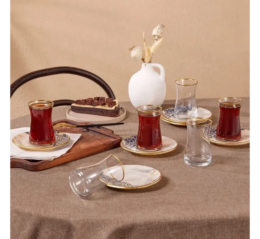 Karaca Aris 6 Person Tea Set, 12 Piece