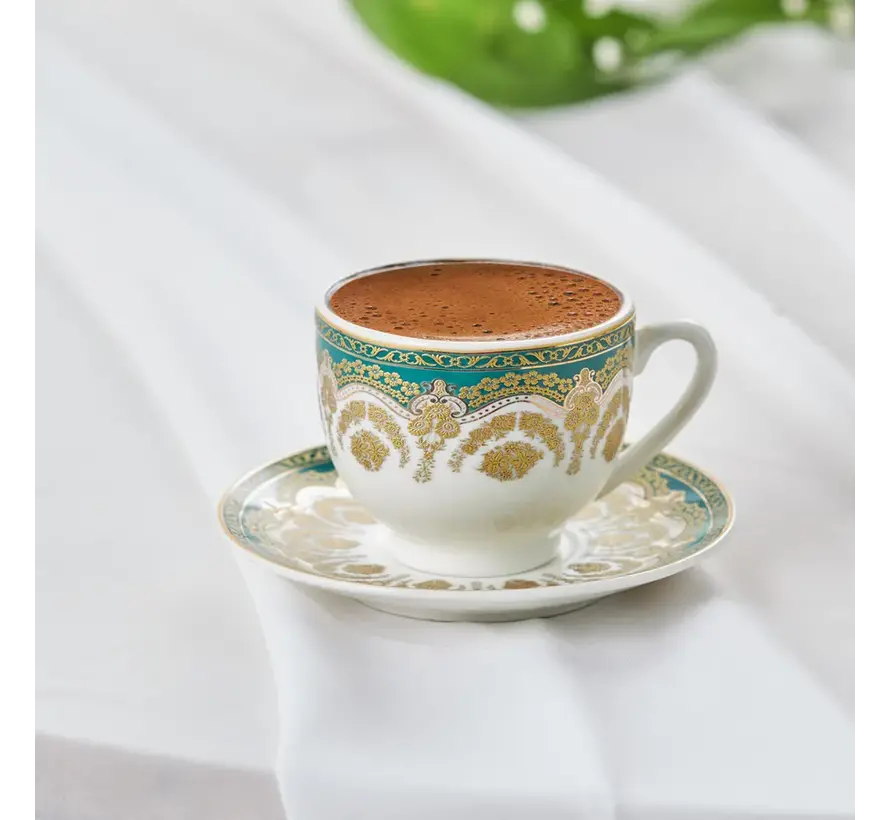 Karaca Zen Green Coffee Cup Set for 6 Person, 90 ml
