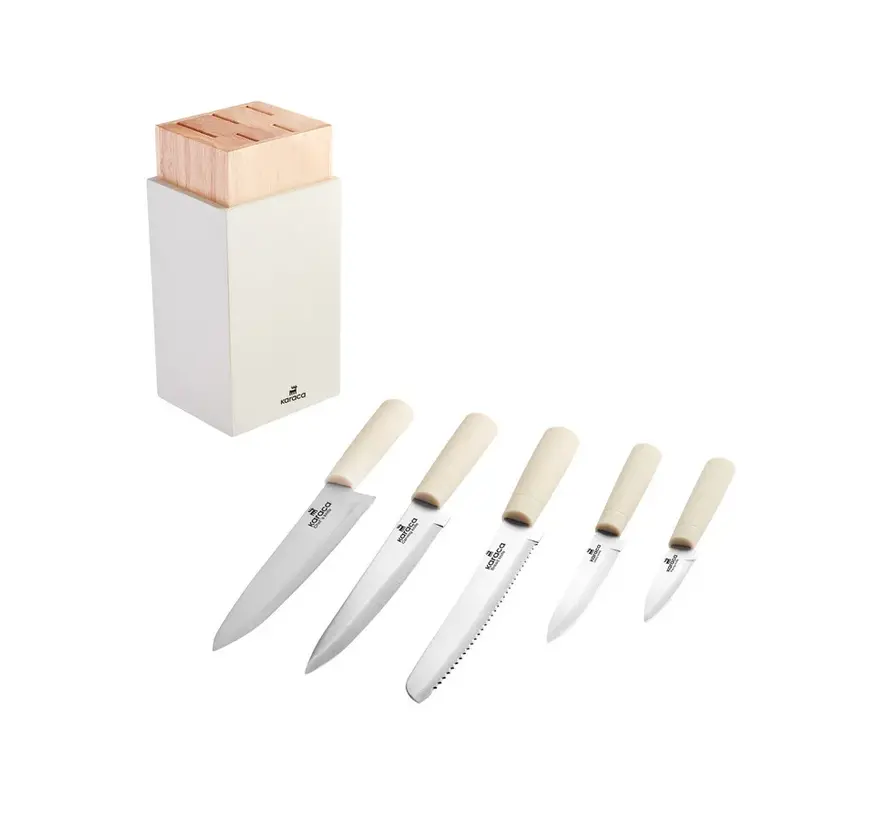 Karaca Viego 6 Piece Knife Set Cream