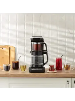 KARACA Karaca Çaysever Robotea Pro 4 in 1 automatische glas thee Machine Zwart Chroom