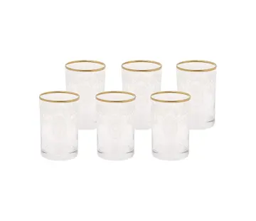 Karaca Beril 6 St. Kaffee Seite Wasserglas Gold