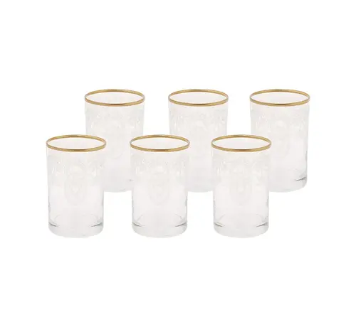 Karaca Beril 6 St. Kaffee Seite Wasserglas Gold