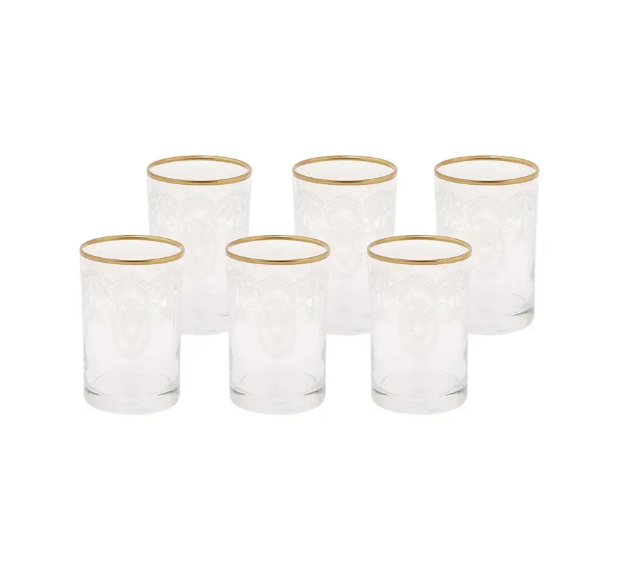 Karaca Beril 6 St. Kaffee Seite Wasserglas Gold