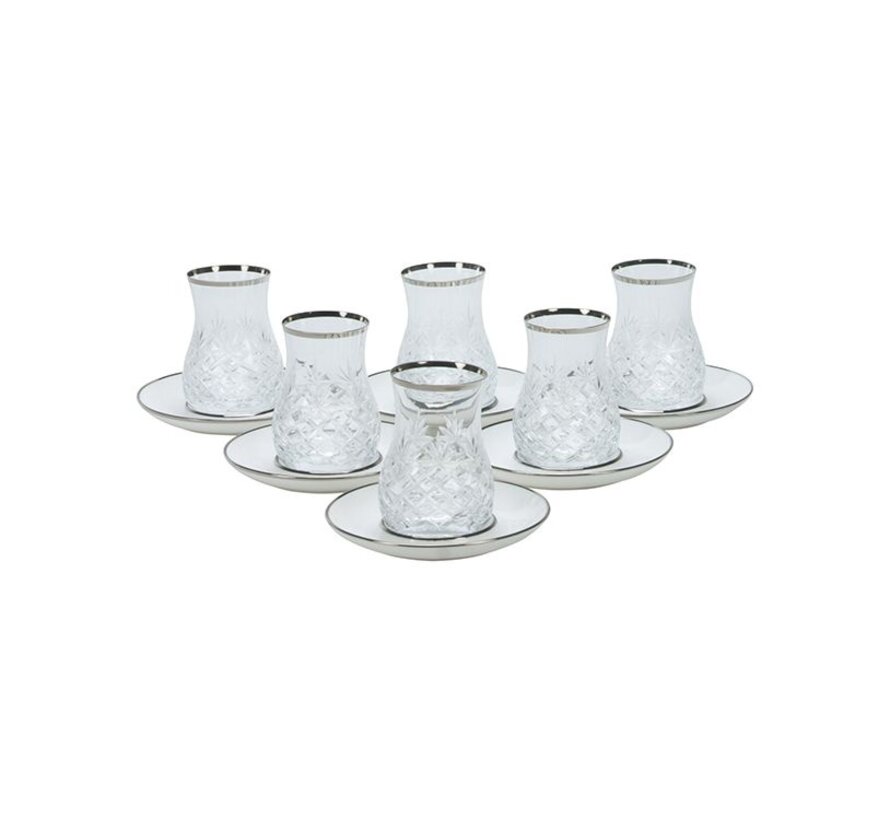 Glazze Magnolia Zilver Theeset 12 Delig | 6 Persoons