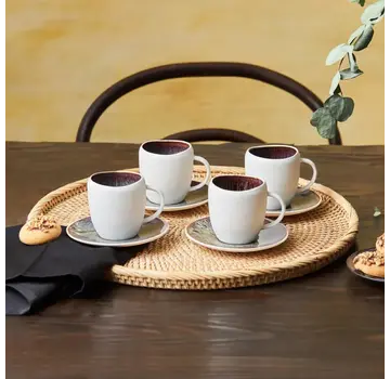 KARACA Karaca Galactic Reactive Glaze für 4 Personen Espresso Türkische Kaffeetasse Set, 8 Teilig, Weiß, 100 ml