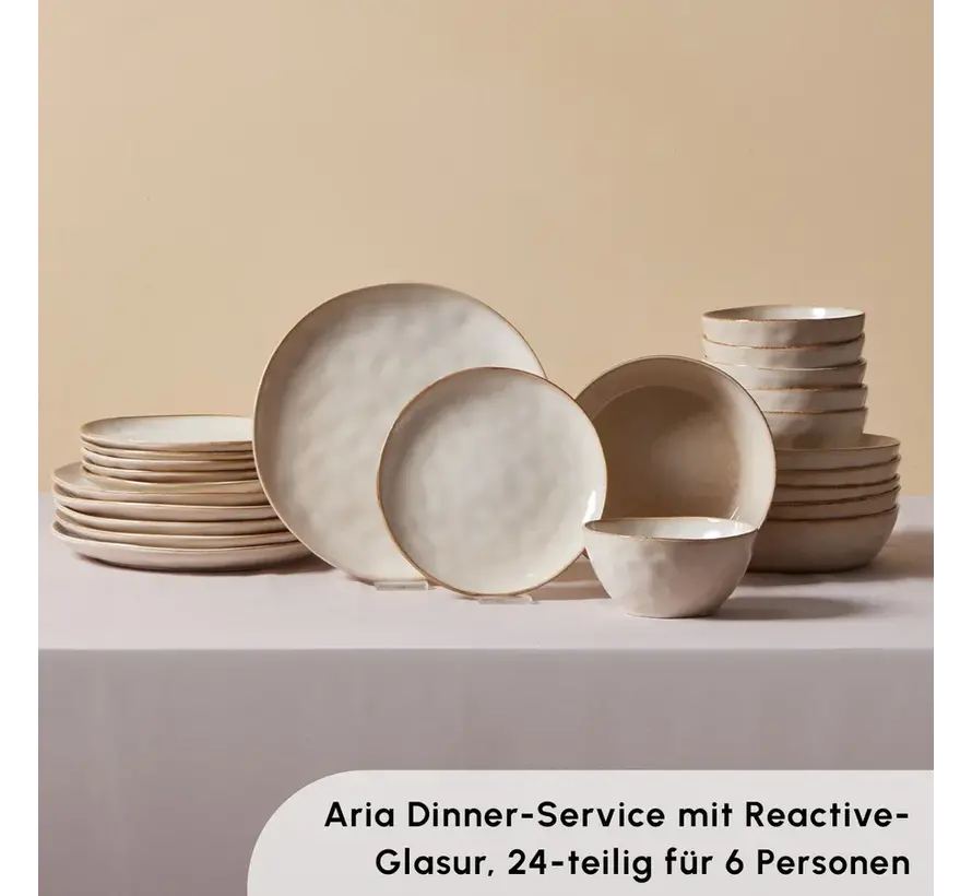 Karaca Aria Beige Reactive Dinner Set 6 Person, 24 pieces