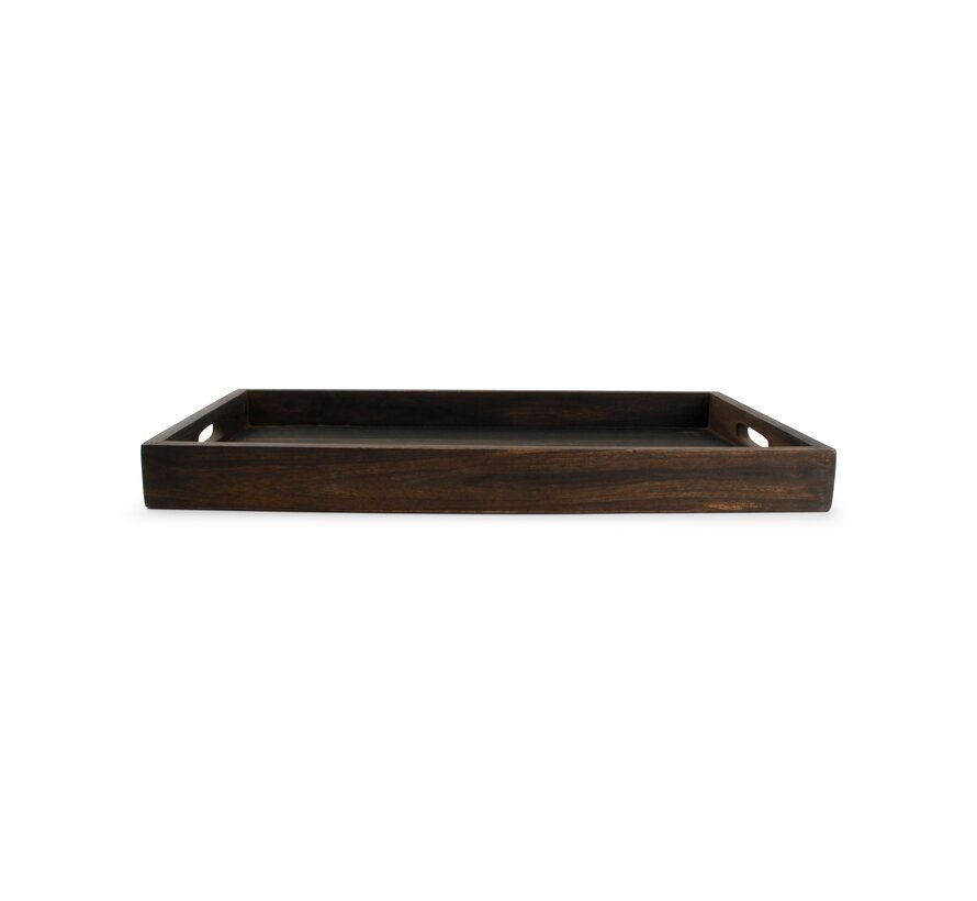 Serving tray 55x30xH5cm wood black Rural