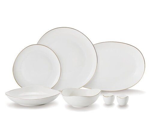 BRICARD PORCELAIN Bricard Porselen Melun 6-Kisilik | 27-parça Yemek Takımı Gold