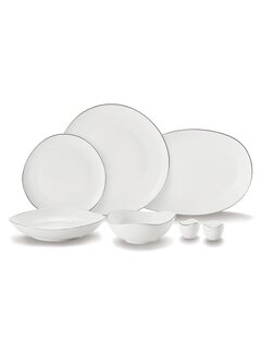 BRICARD PORCELAIN Bricard Porselen Melun 6-Kisilik | 27-parça Yemek Takımı Gumus