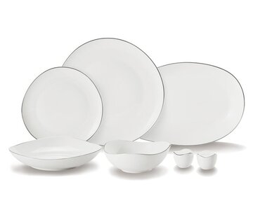 BRICARD PORCELAIN Bricard Porselen Melun 6-Kisilik | 27-parça Yemek Takımı Gumus