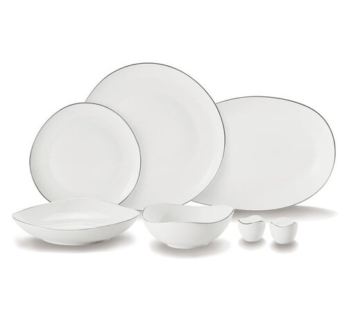 BRICARD PORCELAIN Bricard Porselen Melun 6-Kisilik | 27-parça Yemek Takımı Gumus