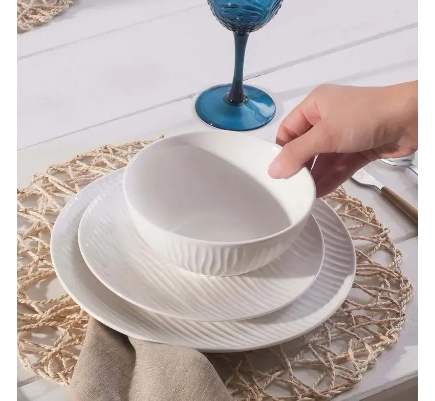 Karaca Ripple for 6 Person Dinnerware Set, 24 Piece