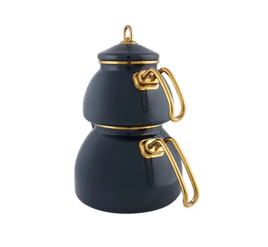 Karaca Retro Enamel Teapot, Dark Grey