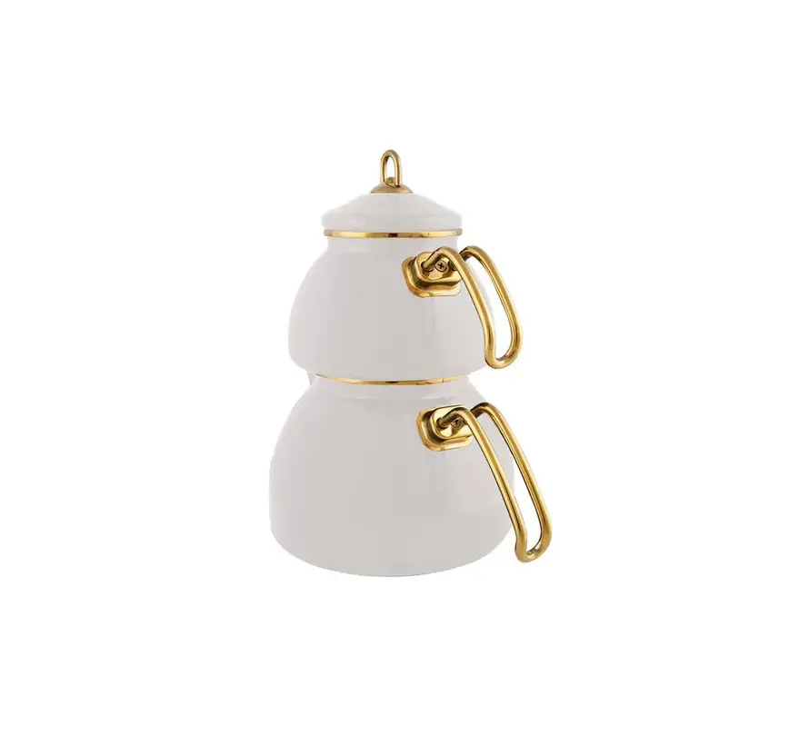 Karaca Retro Enamel Teapot, Cream