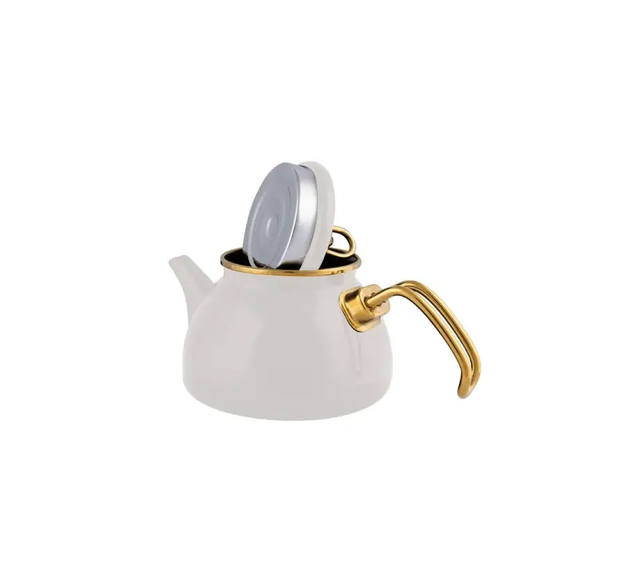 Karaca Retro Enamel Teapot, Cream