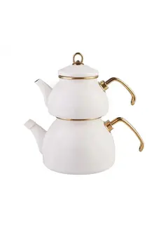 KARACA Karaca Retro Enamel Teapot, Cream