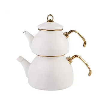 KARACA Karaca Retro Enamel Teapot, Cream