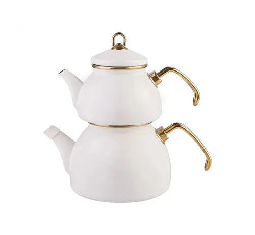 KARACA Karaca Retro Enamel Teapot, Cream