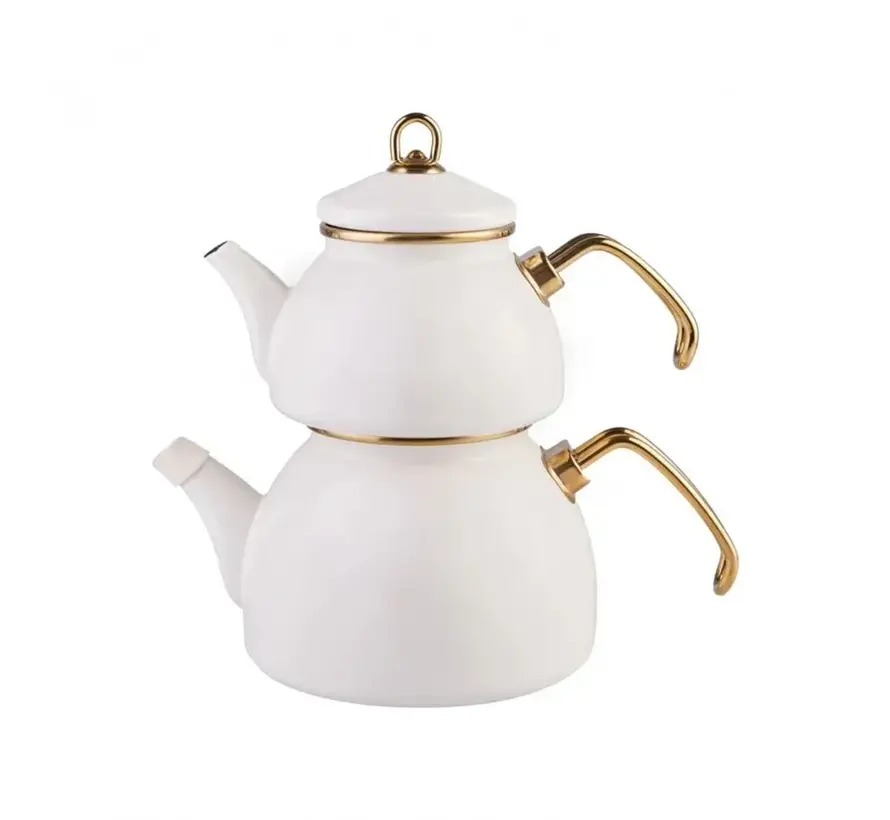 Karaca Retro Enamel Teapot, Cream