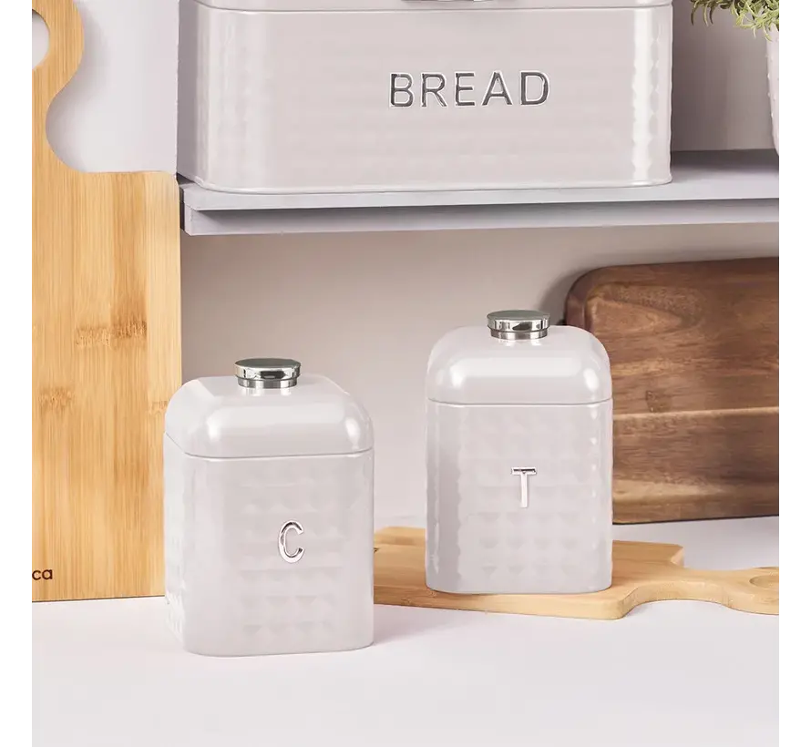 Karaca Diamond Bread Box with Storage Container Gift, Cream