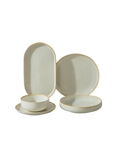 BRICARD PORCELAIN Bricard Porcelain Pau Beyaz - Bej 6-Kisilik | 25-parça Yemek Takımı