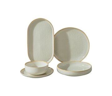 BRICARD PORCELAIN Bricard Porcelain Pau Beyaz - Bej 6-Kisilik | 25-parça Yemek Takımı