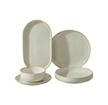 BRICARD PORCELAIN Bricard Porcelain Pau Beyaz - Bej 6-Kisilik | 25-parça Yemek Takımı